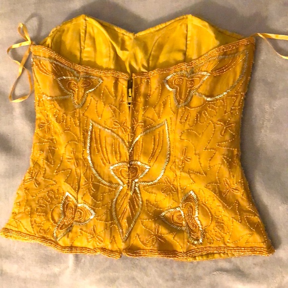 Womens ElleBelle’s Gold Stud-Beaded, Corsets-style Sleeveless Dress Top - Picture 2 of 3